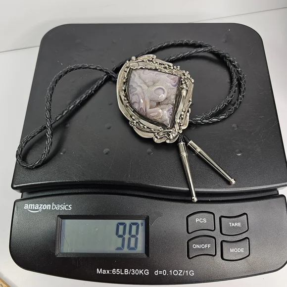 Stan Davidson Sterling Silver Brutalist Modernist Bolo Tie Large Stone 97g - Picture 11 of 13